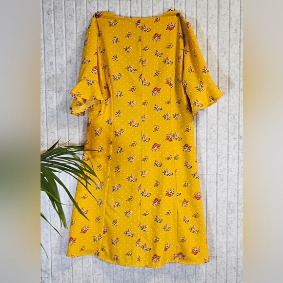 Blue Rain Yellow Floral Button Front Midi Dress - Picture 2 of 2